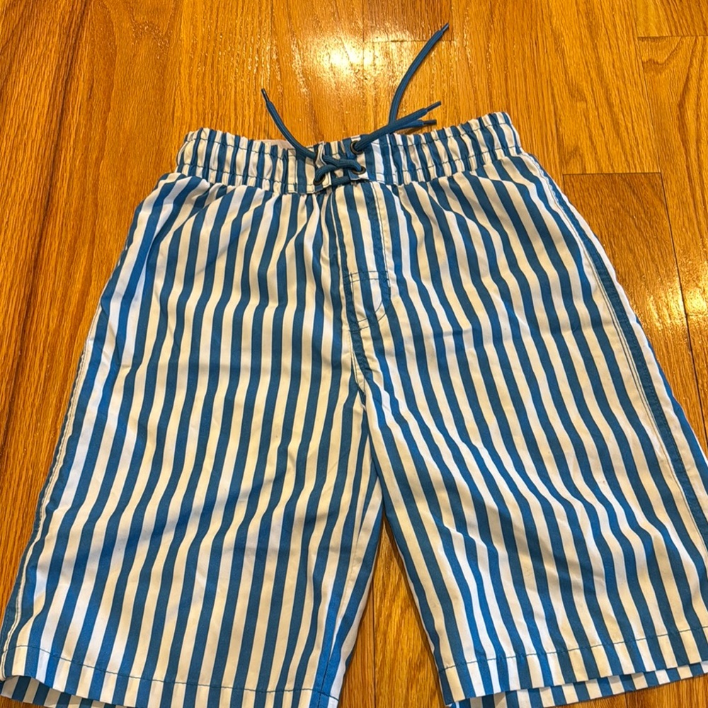 Blue and White Striped Kids Shorts
